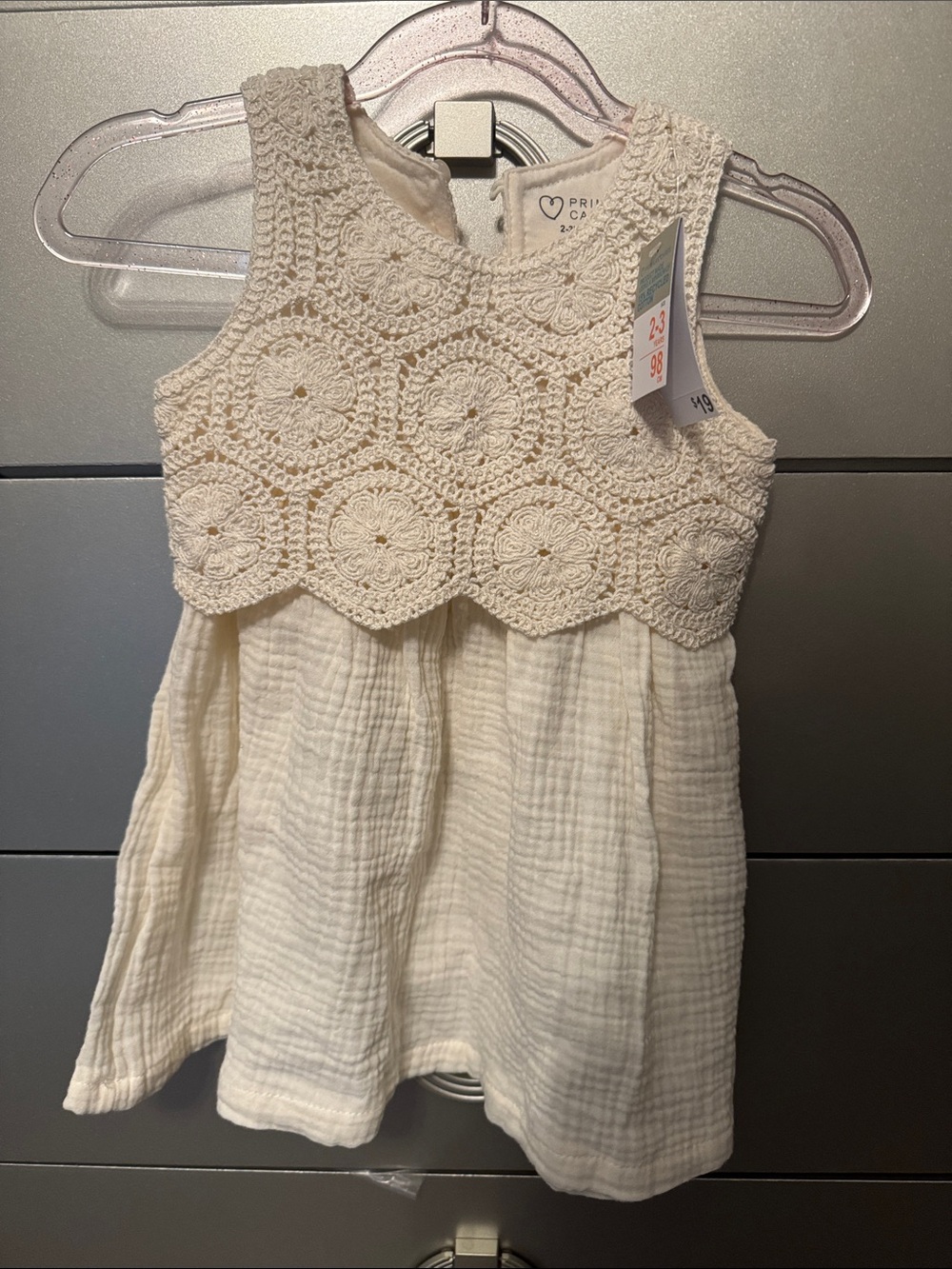 Primark Cream Crochet-Top Baby Dress